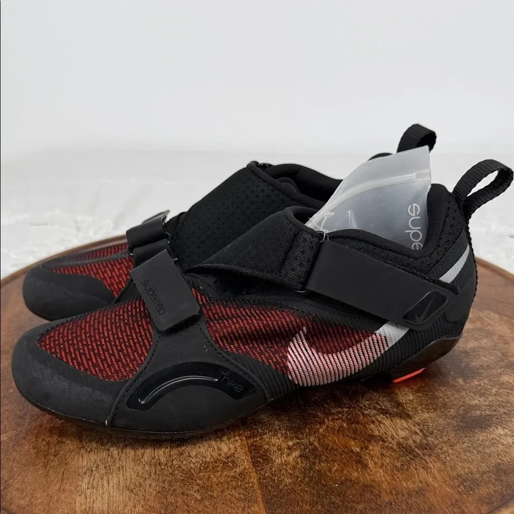 Nike Shoes Mens 6.5 Superrep Cycle Black Metallic Silver Hyper Crimson Bike